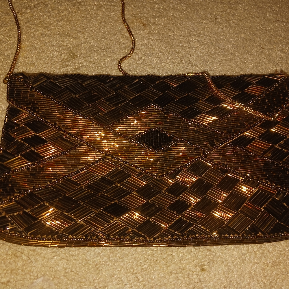 Bronze beaded purse